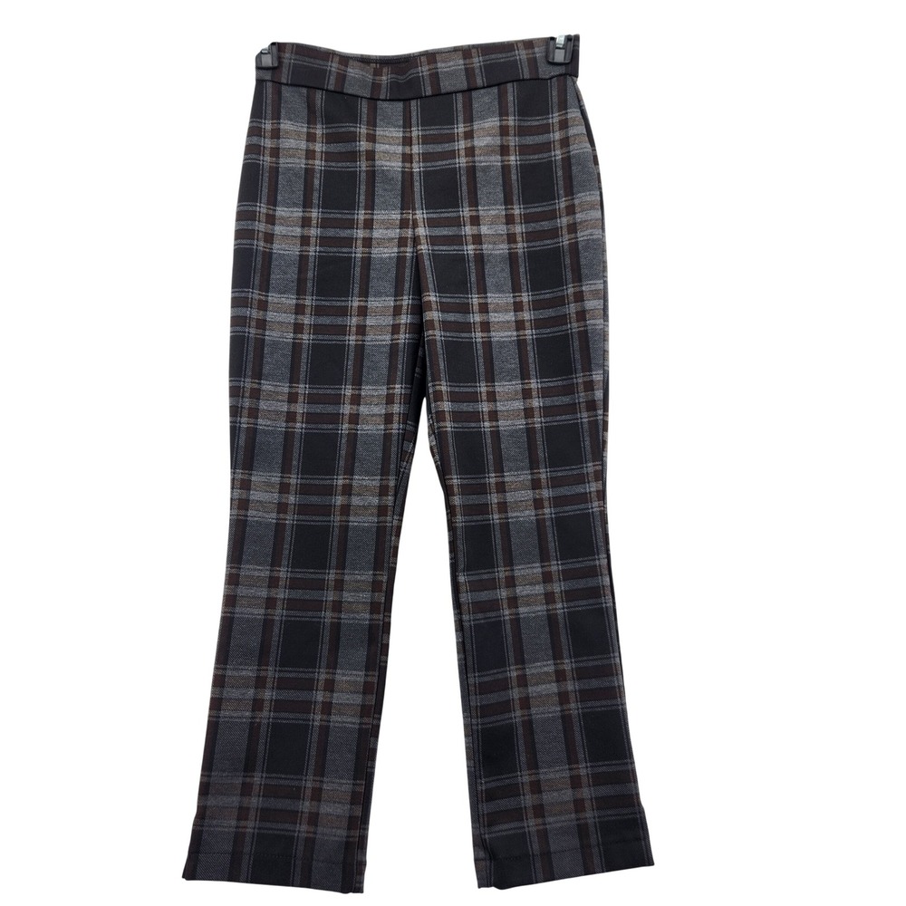 Christian Siriano New York Womens Plaid Pull On‎ Pants Black Brown Check Size M